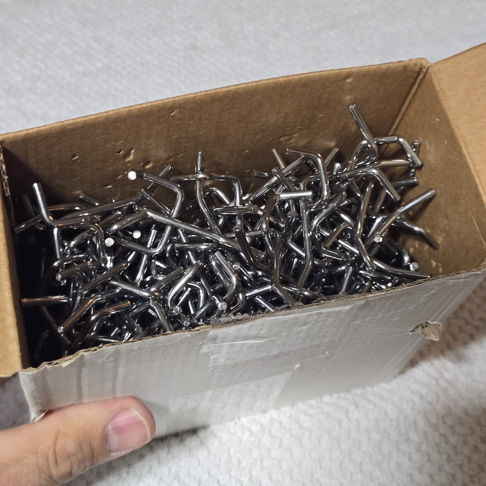 120pk Metal Pegboard Hooks 2" Fit 1/8 1/4 Peg Board Garage Workshop Organization