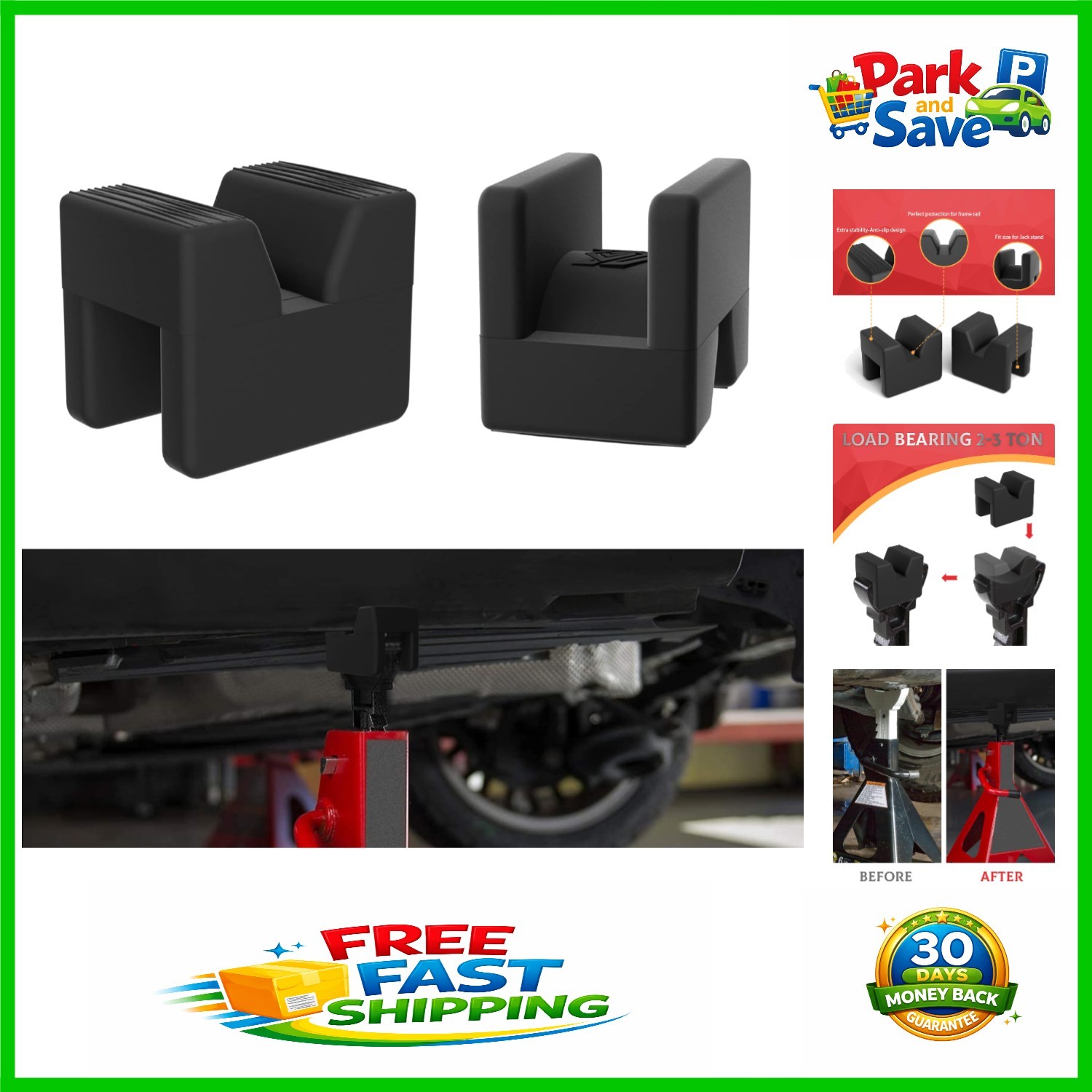 Universal Rubber Jack Pad Adapter Set - Essential 2-Piece Protector for Vehicles