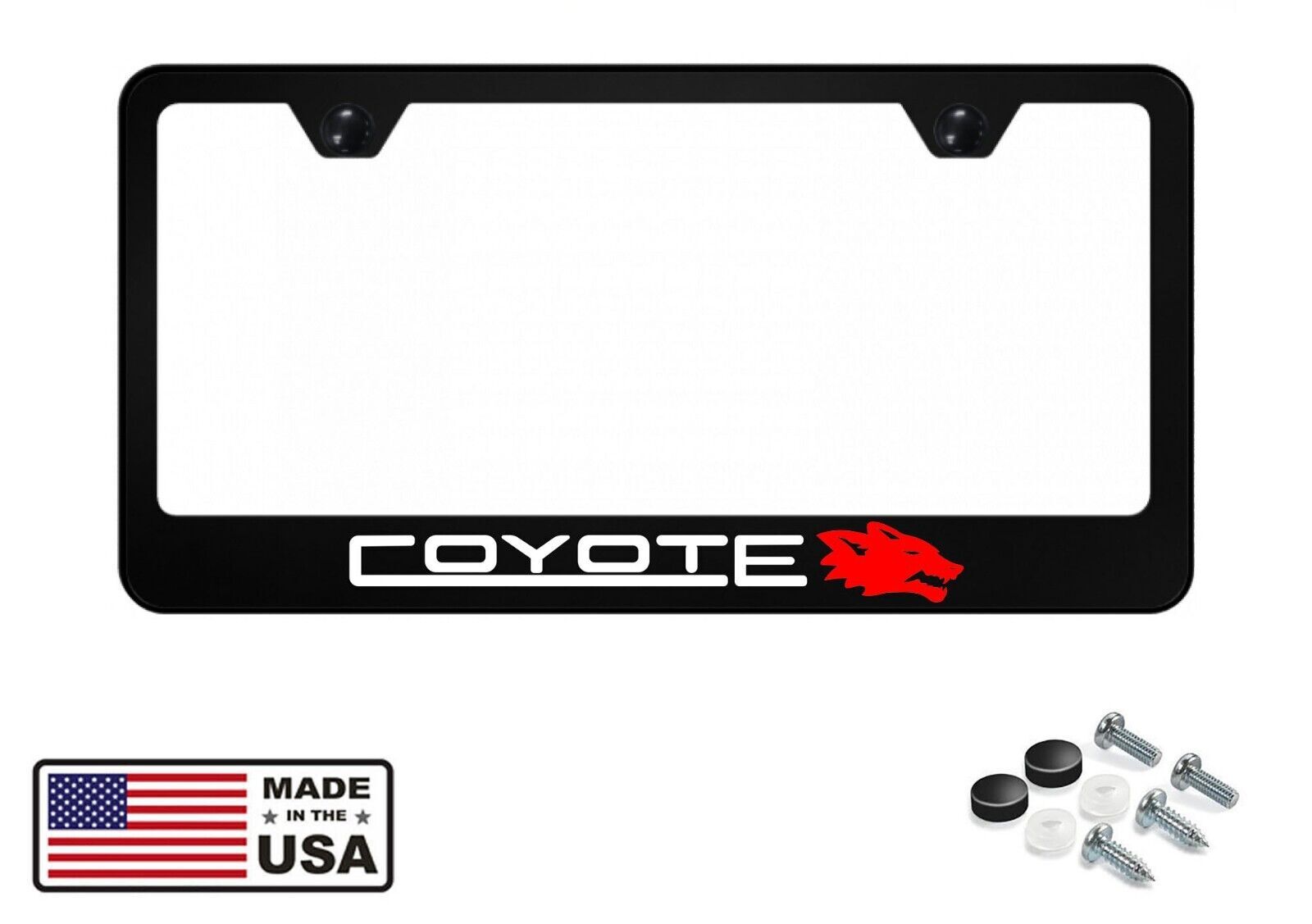Reflective Mustang Coyote Black Stainless Steel License Plate Frame Ford 5.0 GT