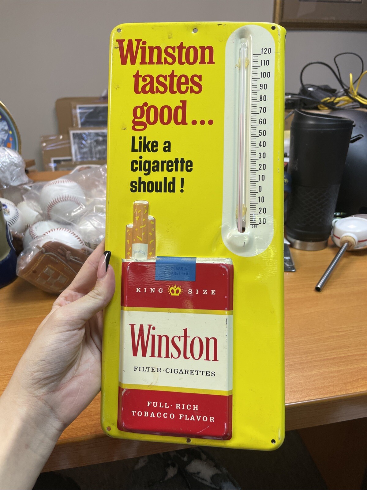 VINTAGE A-126 ADVERTISING WINSTON CIGARETTE TOBACCO DEALER THERMOMETER