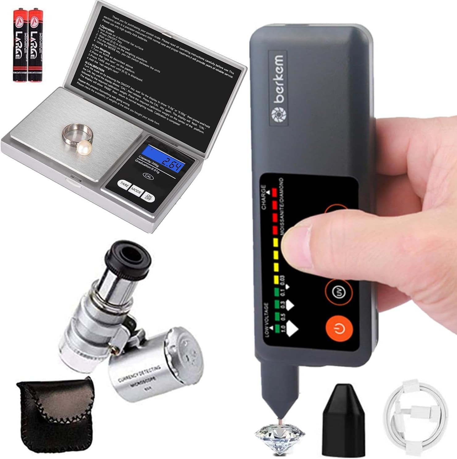 Rechargeable Professional Diamond Tester Pen with UV Light,Rechargeable Diamond