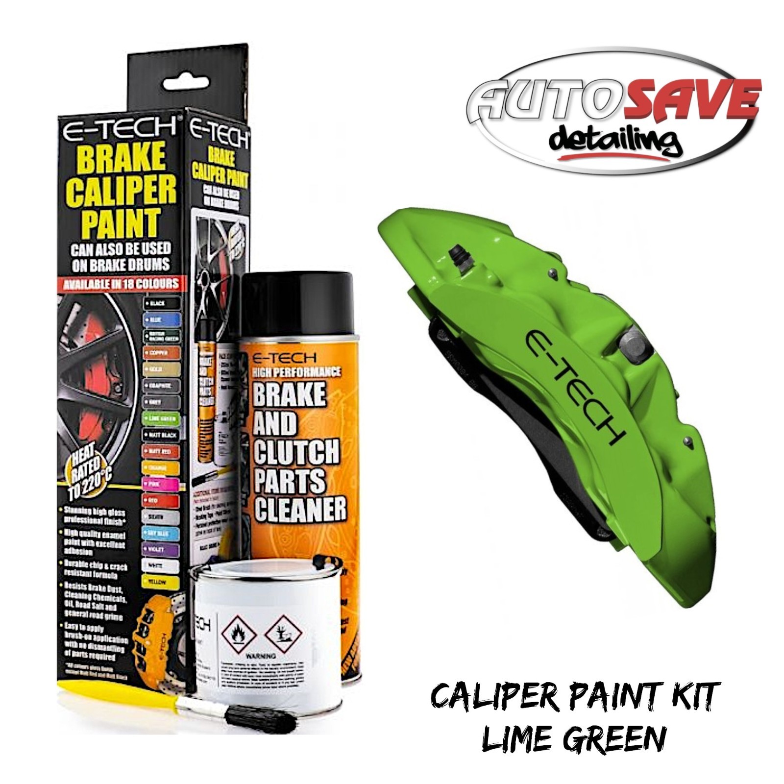 E-Tech - Brake Caliper Paint Kit Also For Drums LIME GREEN