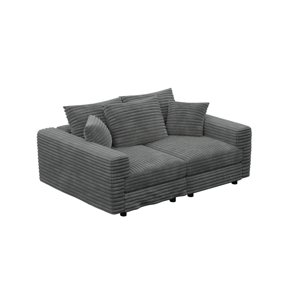 Corduroy Sofa 82.7" Cloud Couch, 3-Seat, Deep Seat Lounge Chair - Gray