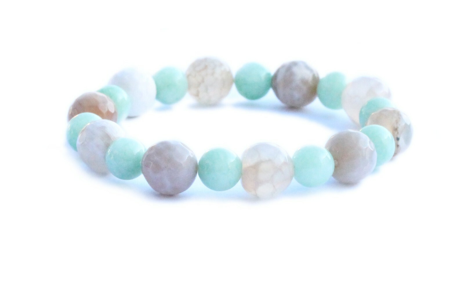 Soothing Gray Agate & Amazonite Empath Protection Gemstone Bracelet