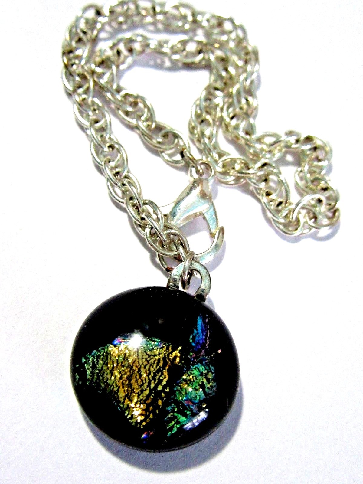 SMALL DANGLE ART GLASS FOIL COLORFUL CHARM BRACELET