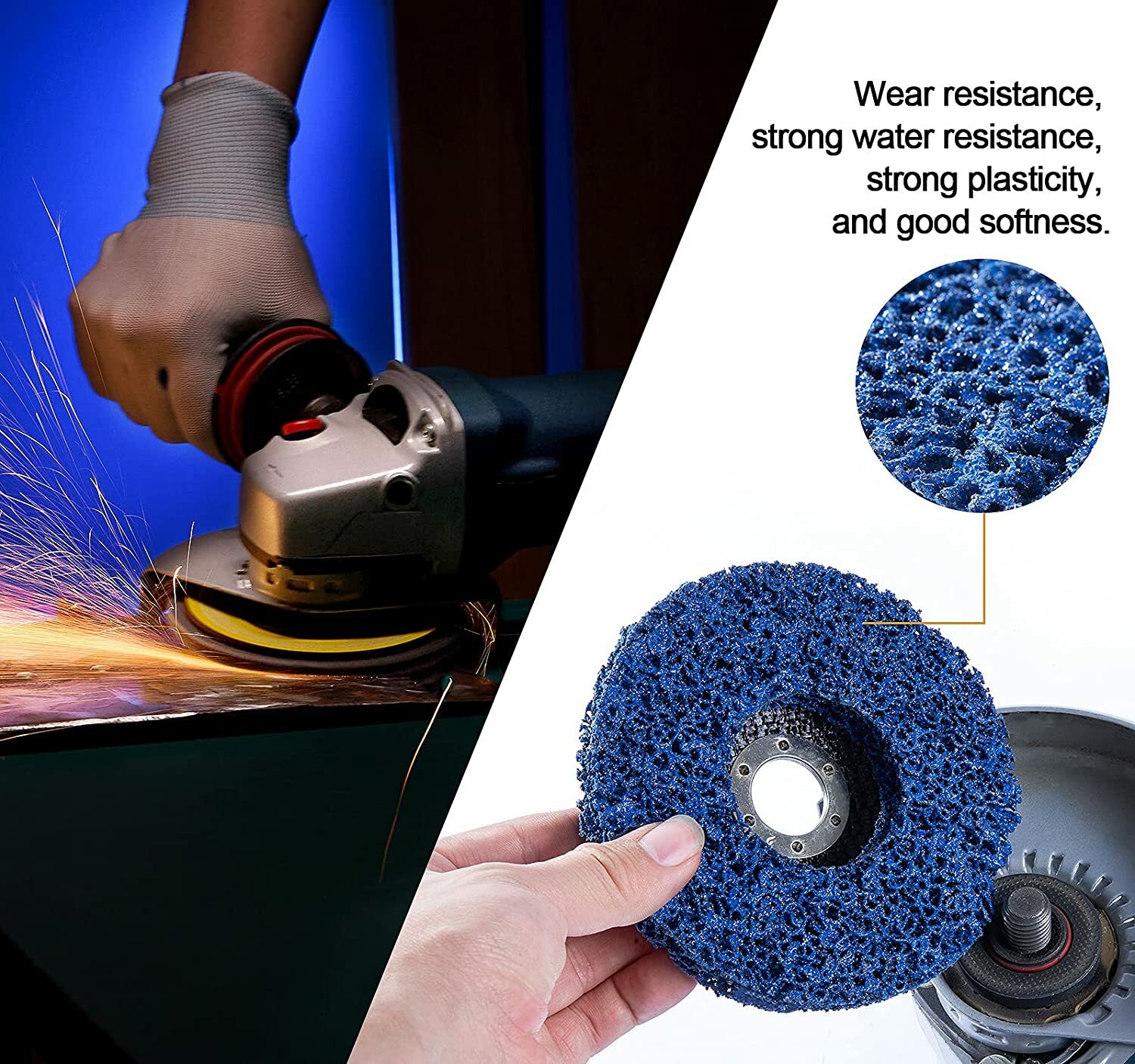 5PCS 5" x 7/8" Blue Strip Clean Disc Paint Stripping Rust Removal Sanding Wheels