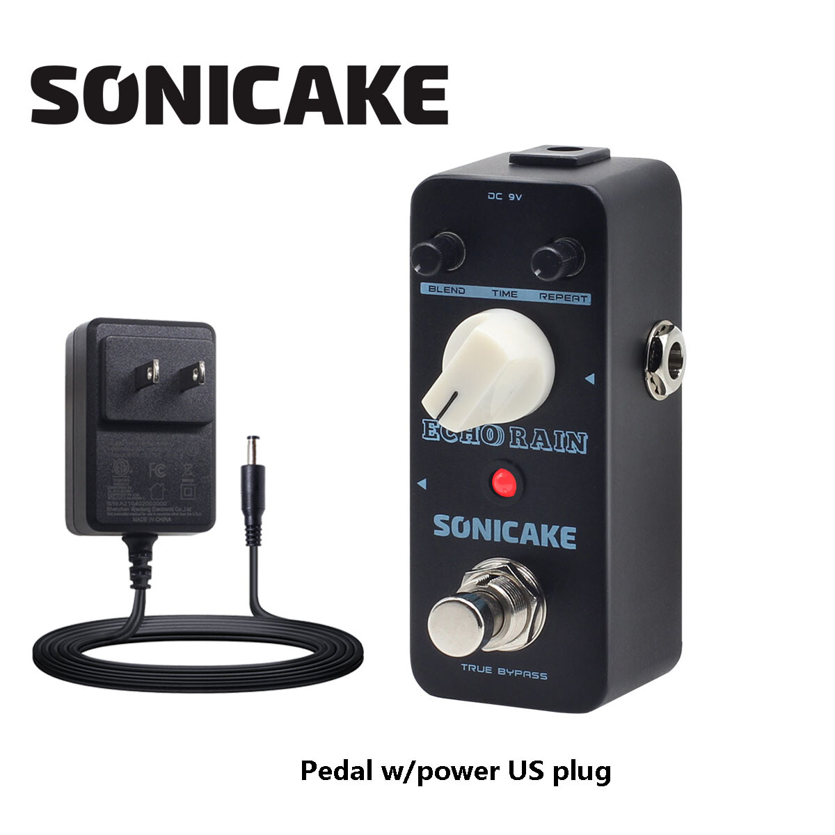 SONICAKE Echo Rain Analog Hybrid Digital Delay Guitar Effects Pedal + 9v adapter