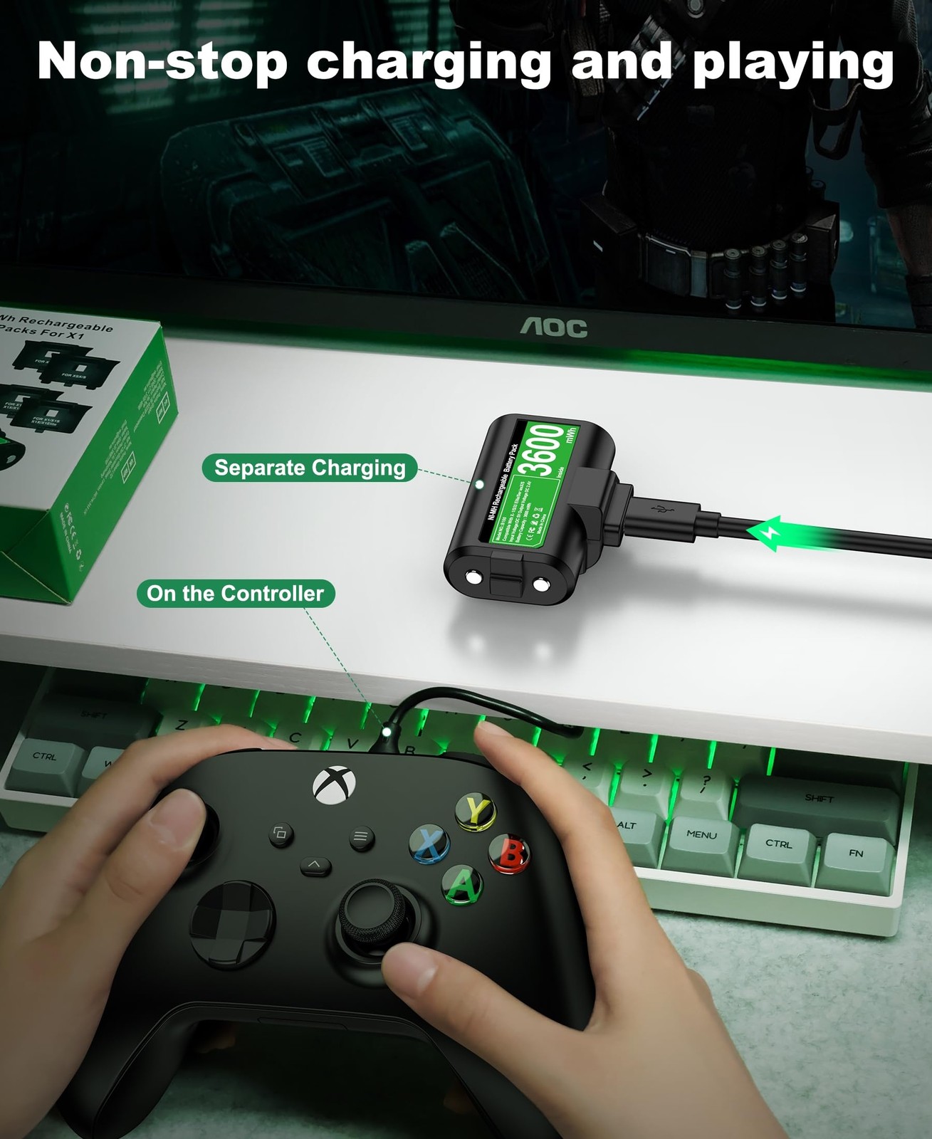 for Xbox Controller Battery Pack & Controller Cover & USB-C Cable for Xbox Se...