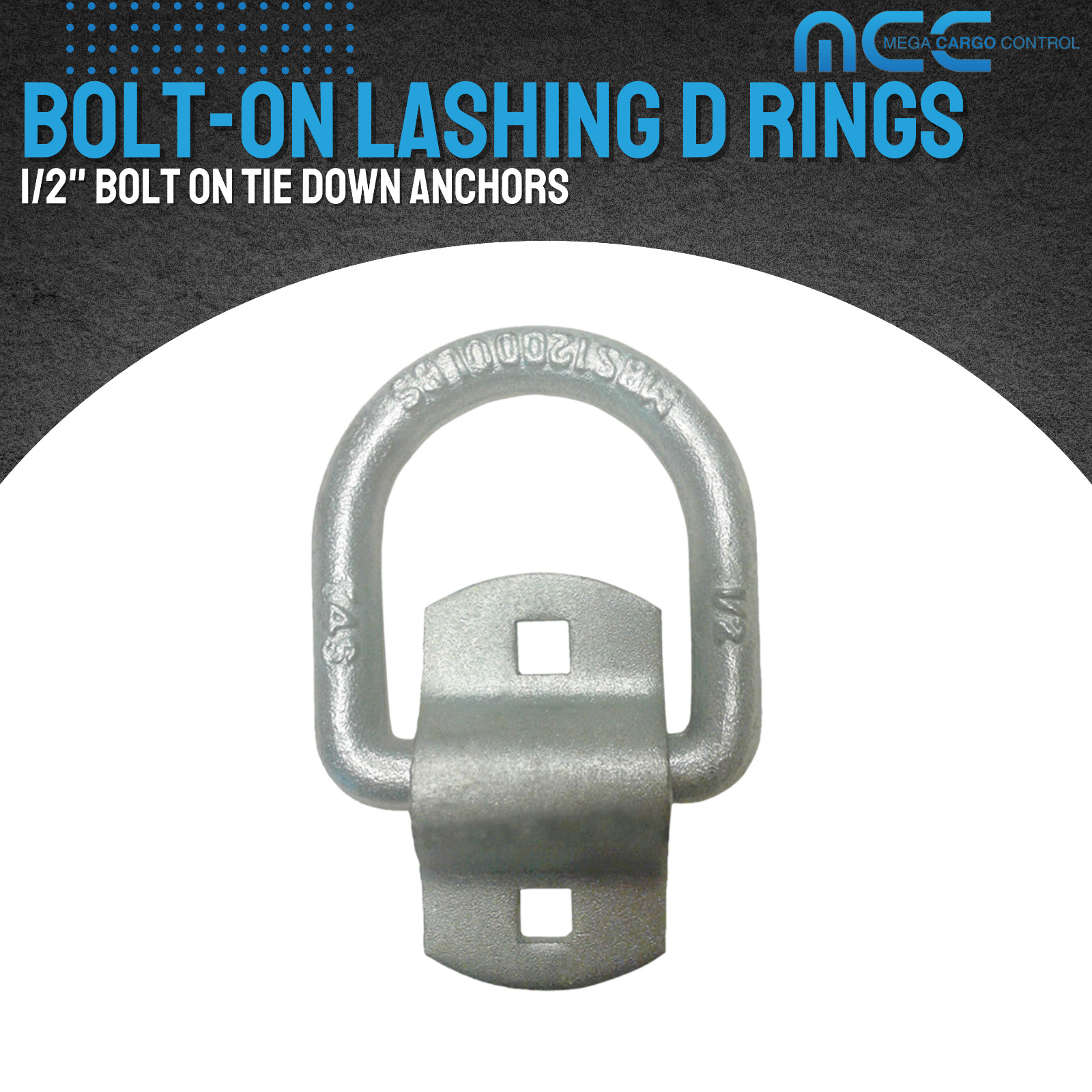 4 Pack 1/2" Bolt-On D Ring Flatbed Truck Trailer Tie Down Strap Chain Rope Ring