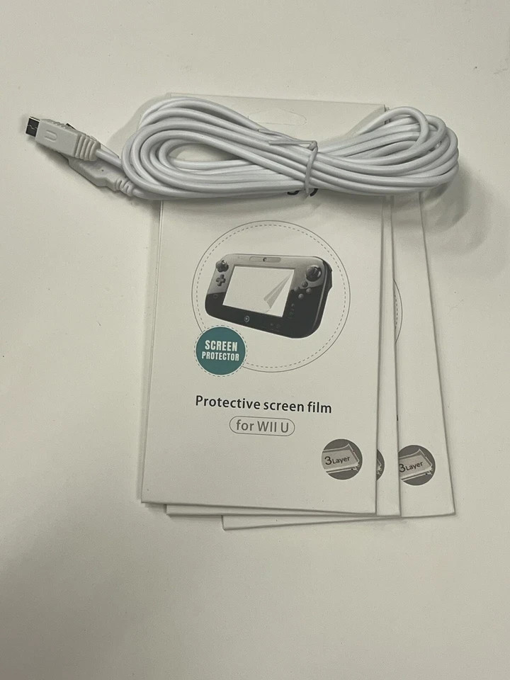 USB Charger Cable For Nintendo Wii U Gamepad Controller Plus 6 Pcs. Screen P