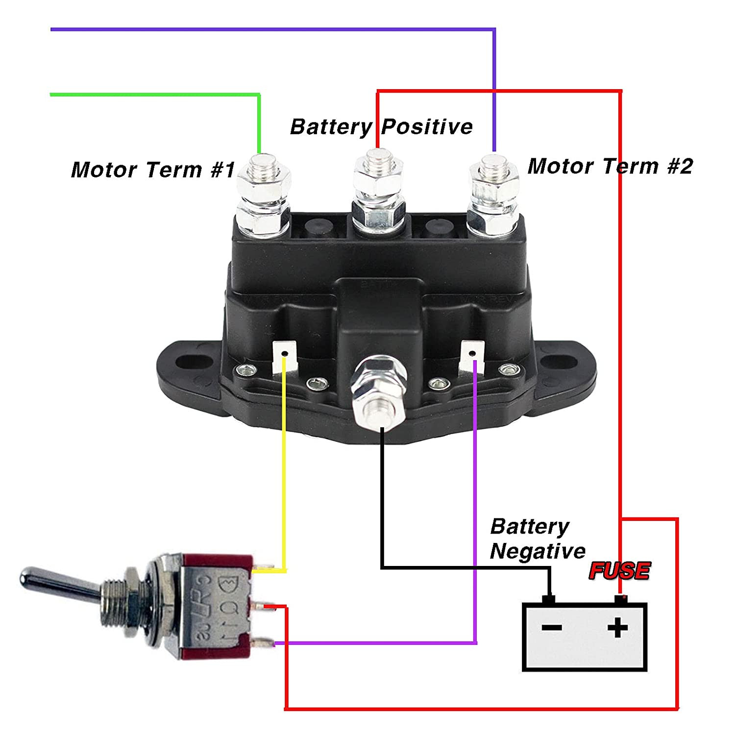 Relay Winch Motor Reversing Solenoid Switch Intermittent Duty 12V 6 Terminal Rev