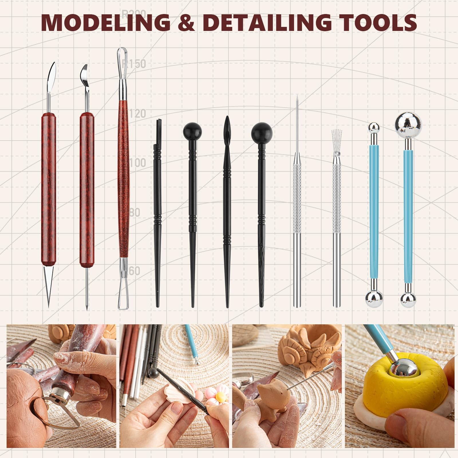 23PCS Clay Tools Sculpting, Ceramic & Pottery Modeling Tool, Ceramics Tools S...
