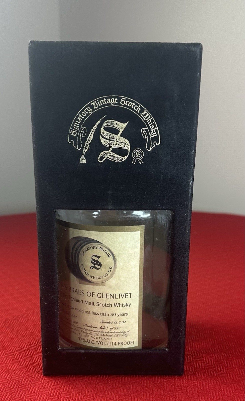 1974 GLENLIVET SINGLE MALT SCOTCH WHISKY Empty BOTTLE & BOX