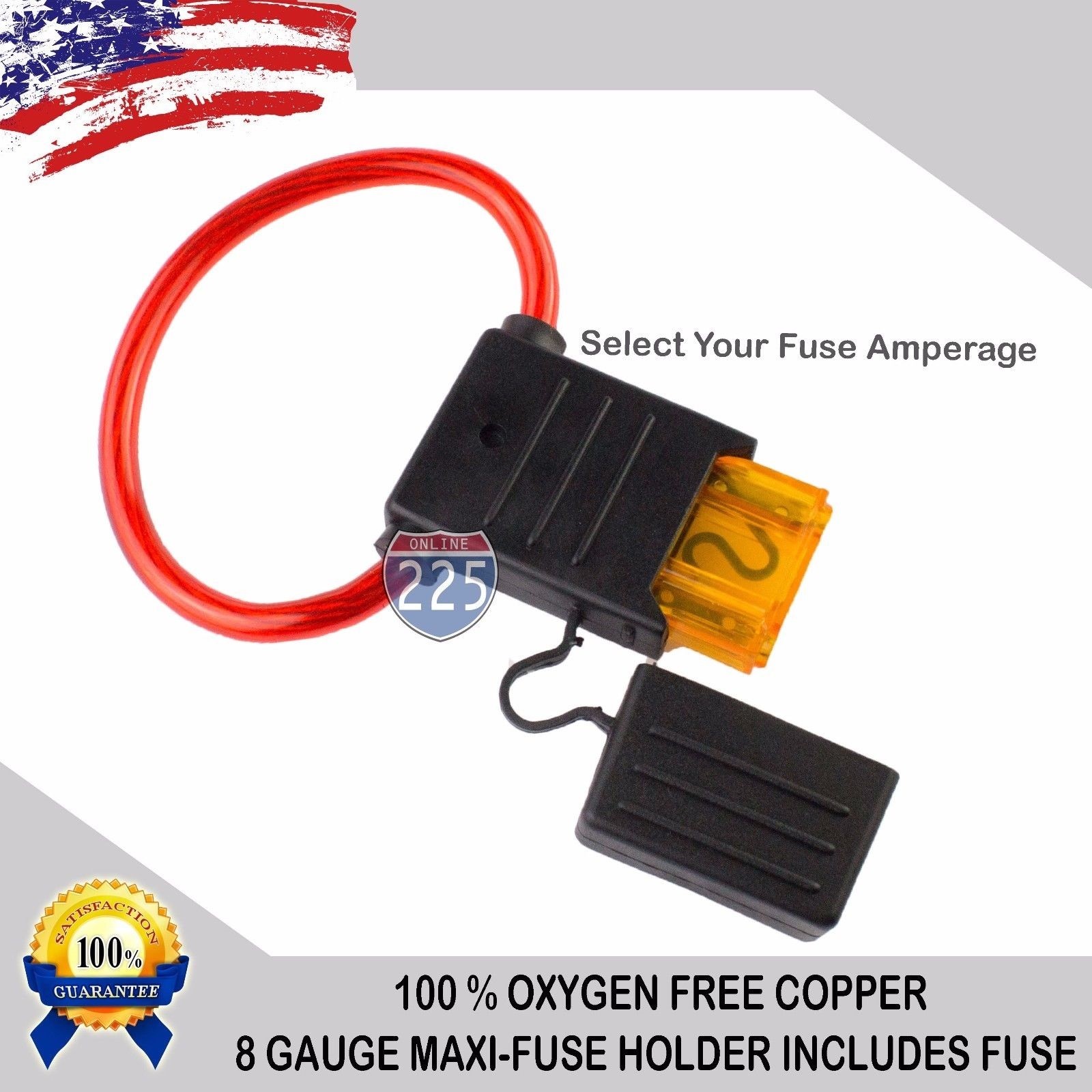 8 Gauge MAXI Inline Fuse Holder 100% Multi-Stranded Oxygen-Free Copper Wire LOT