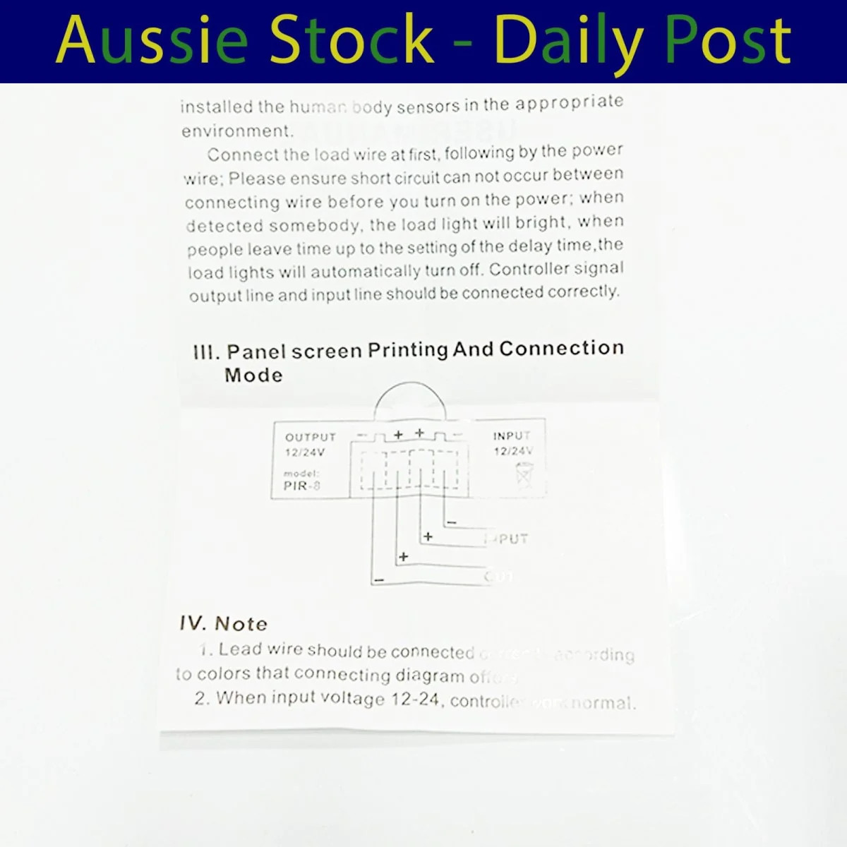 DC 12V 24V 6A Adjustable PIR Motion Sensor Switch Automatic Light Control Switch