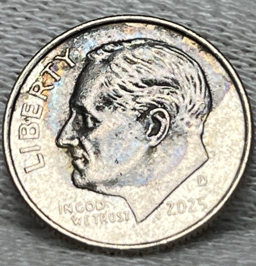 2025 D Dime Errors Strike Through Grease Both Sides Toning