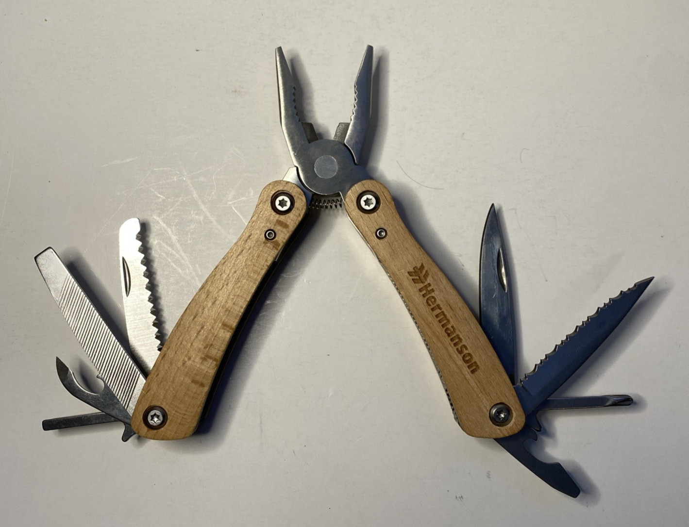 Hermanson Folding Multi Tool Wood Handles w/ Nylon Sheath