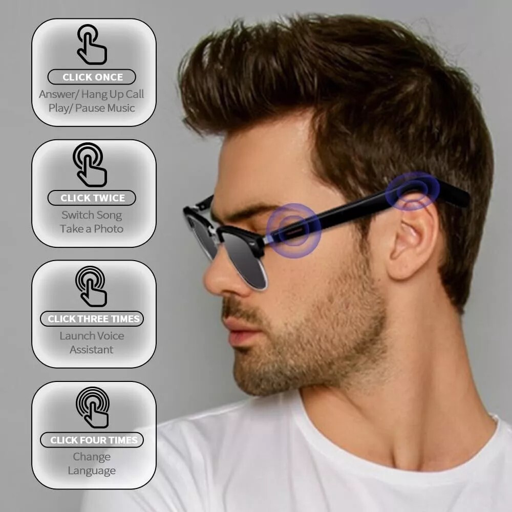 Smart Glasses Bluetooth Audio Sunglasses Stereo Music Call Headset Voice Control