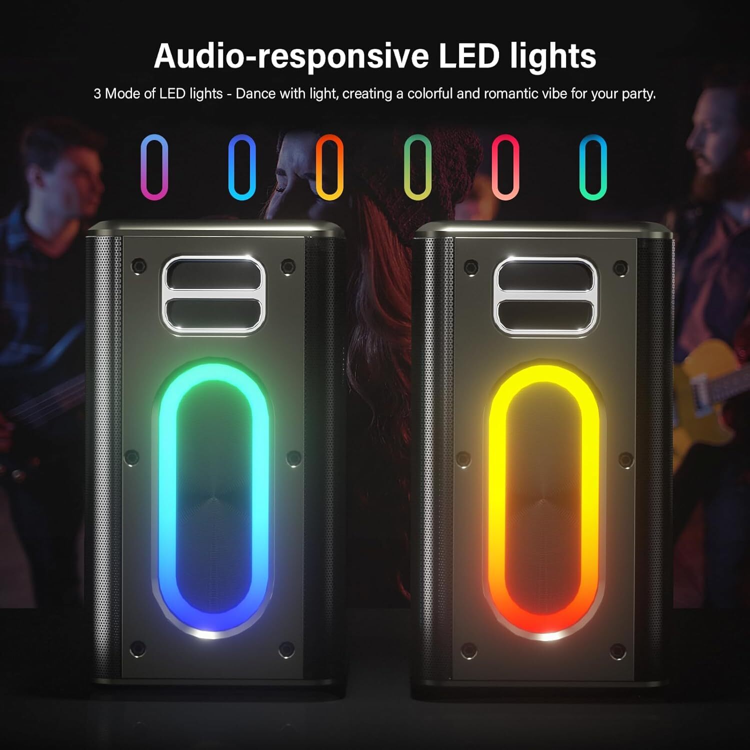 Karaoke Machine with Two Wireless Microphones, Powerful Portable Bluetooth Speak