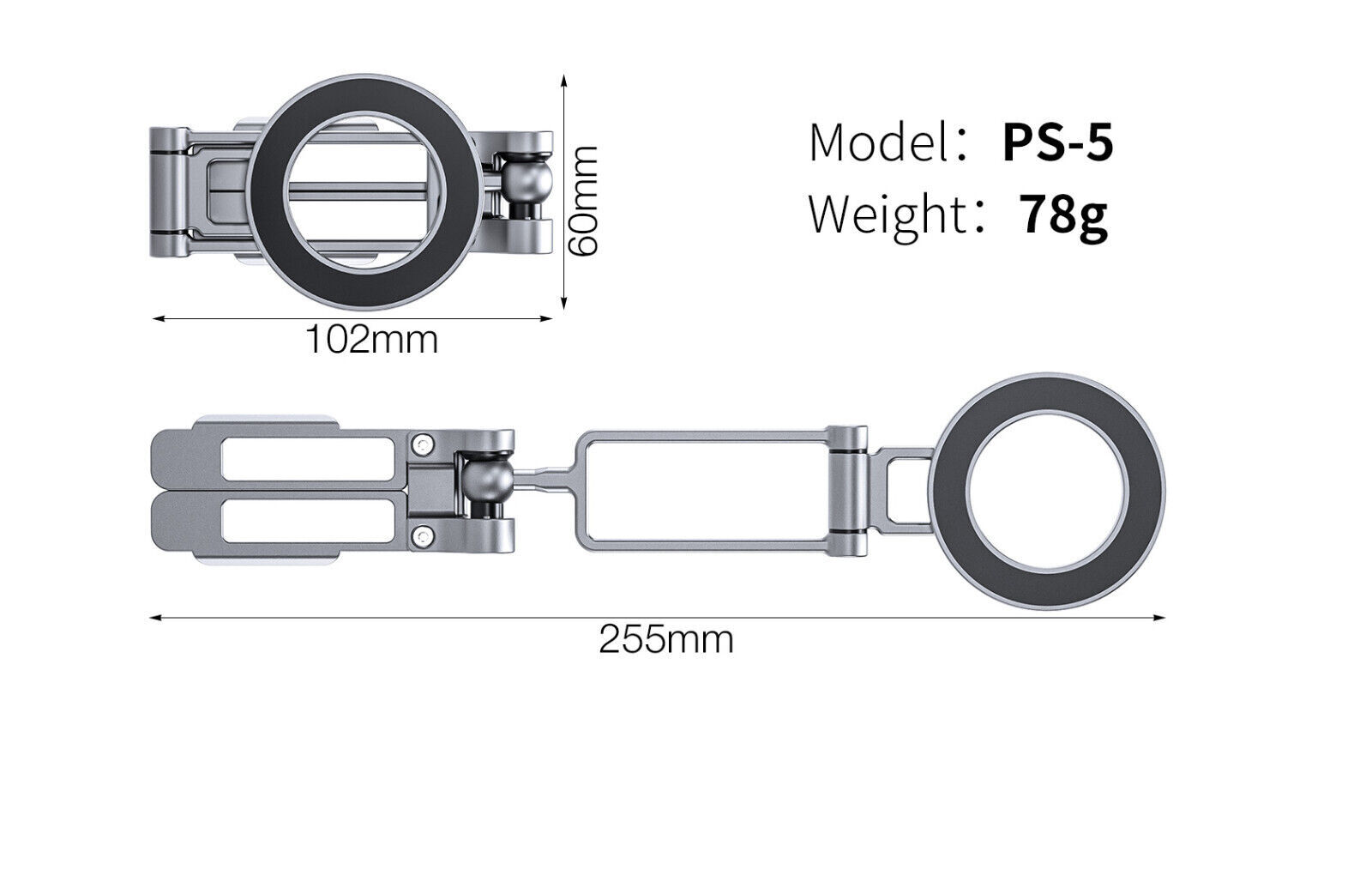 Leofoto PS-5 Magnetic Foldable Cellphone Stand with Arca - Silver