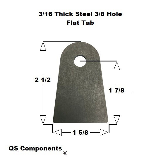 Chassis Rod End Tab 3/8" Hole 3/16" Thick 2 1/2" Tall Steel Flat Tab Weldable
