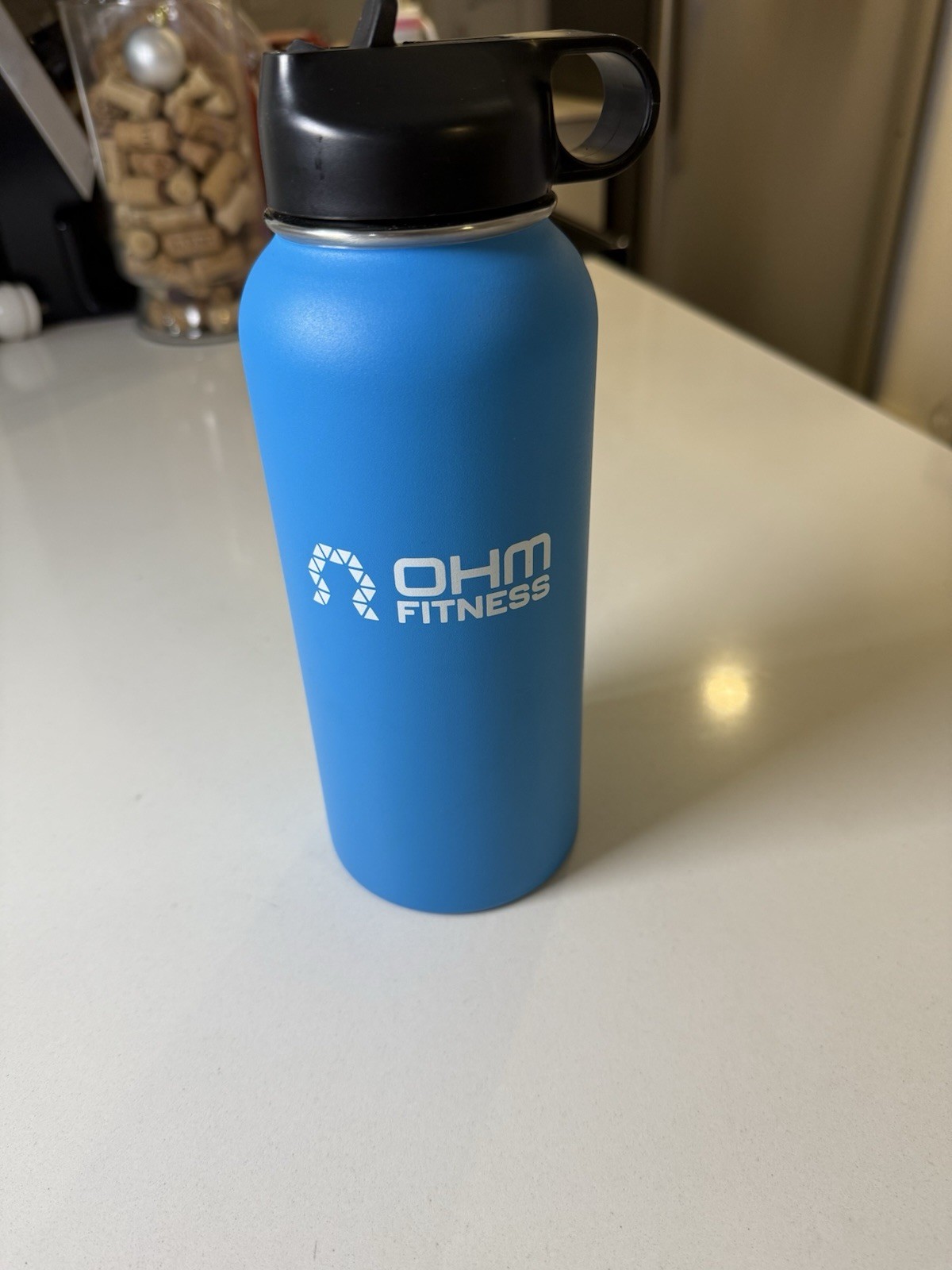 OHM Fitness Insulated Water Bottler-SPORT Blue Stainless Steel