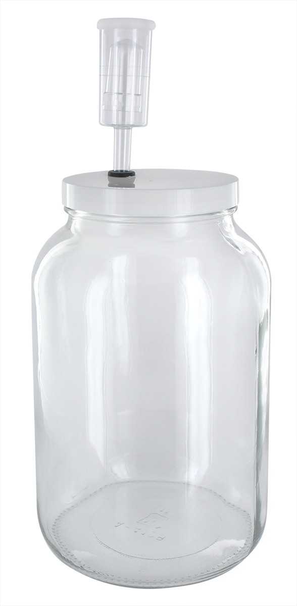 Wide Mouth Jar 1 Gal w/Grommeted 110mm White Metal Cap and Econo-Lock Airlock