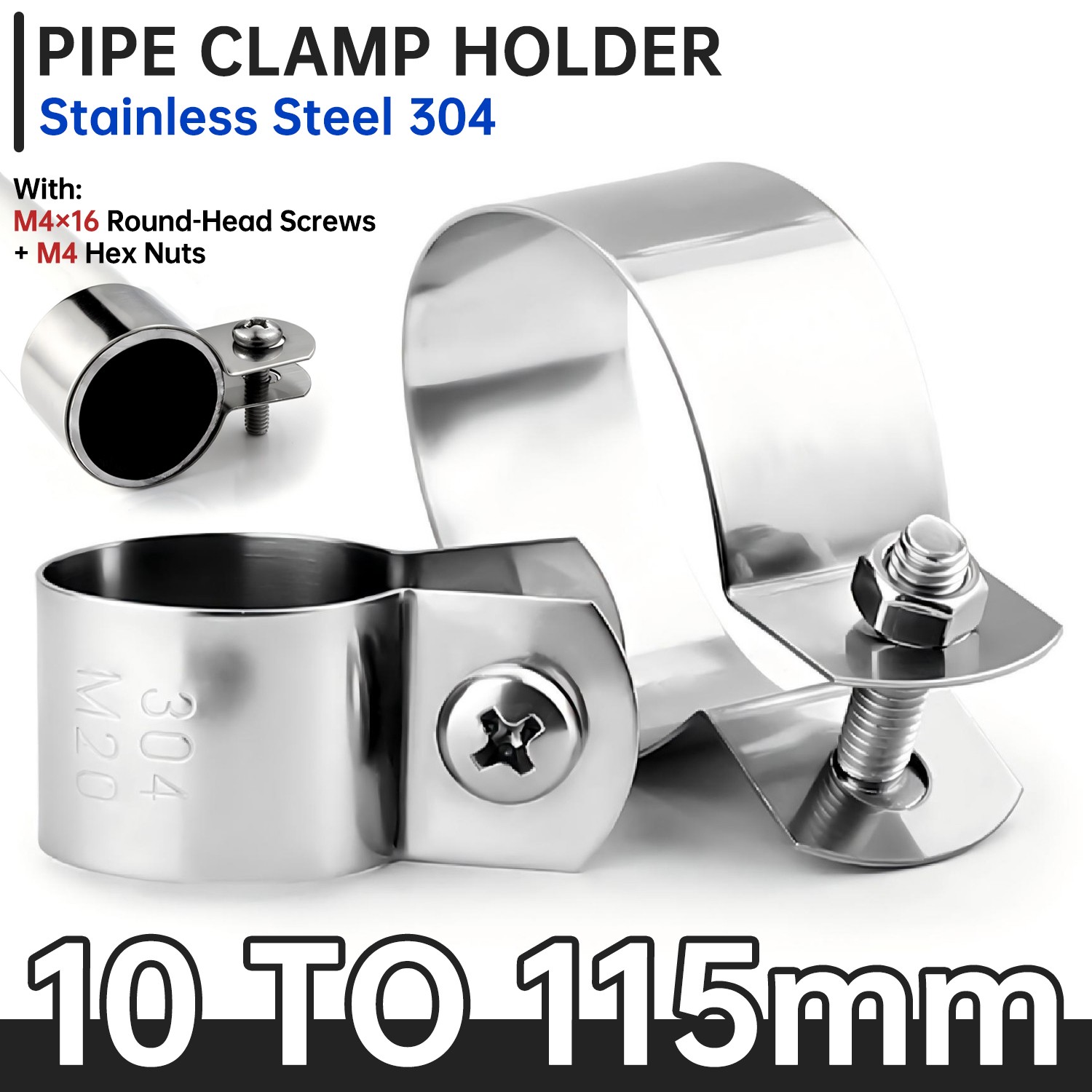 Unlined P Clips Cable 304 Stainless Steel W4 Hose Pipe Cable Clamp Mounting Clip