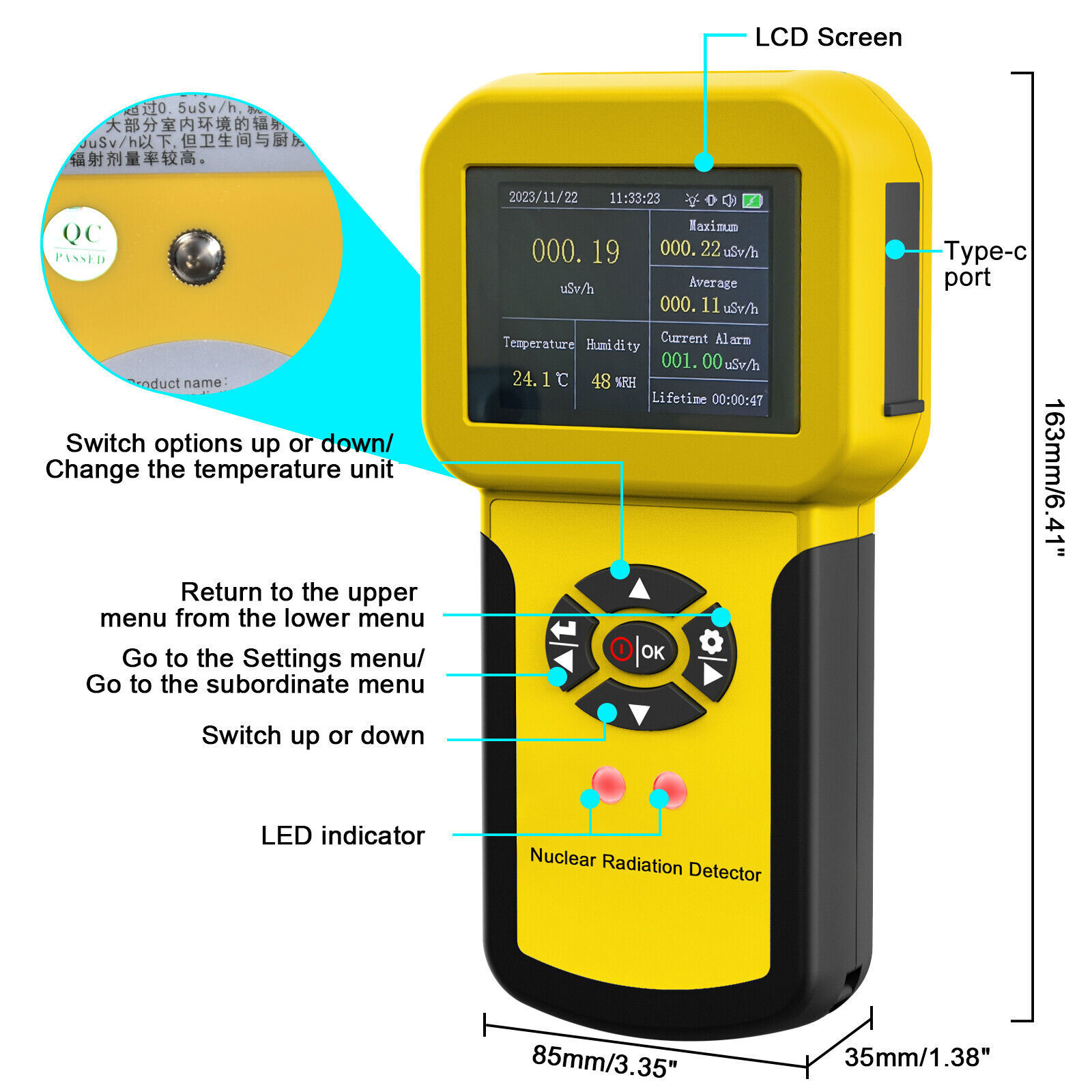 Digital LCD Electromagnetic Radiation Detector GM Meter β γ X-Ray Dosimeter Test