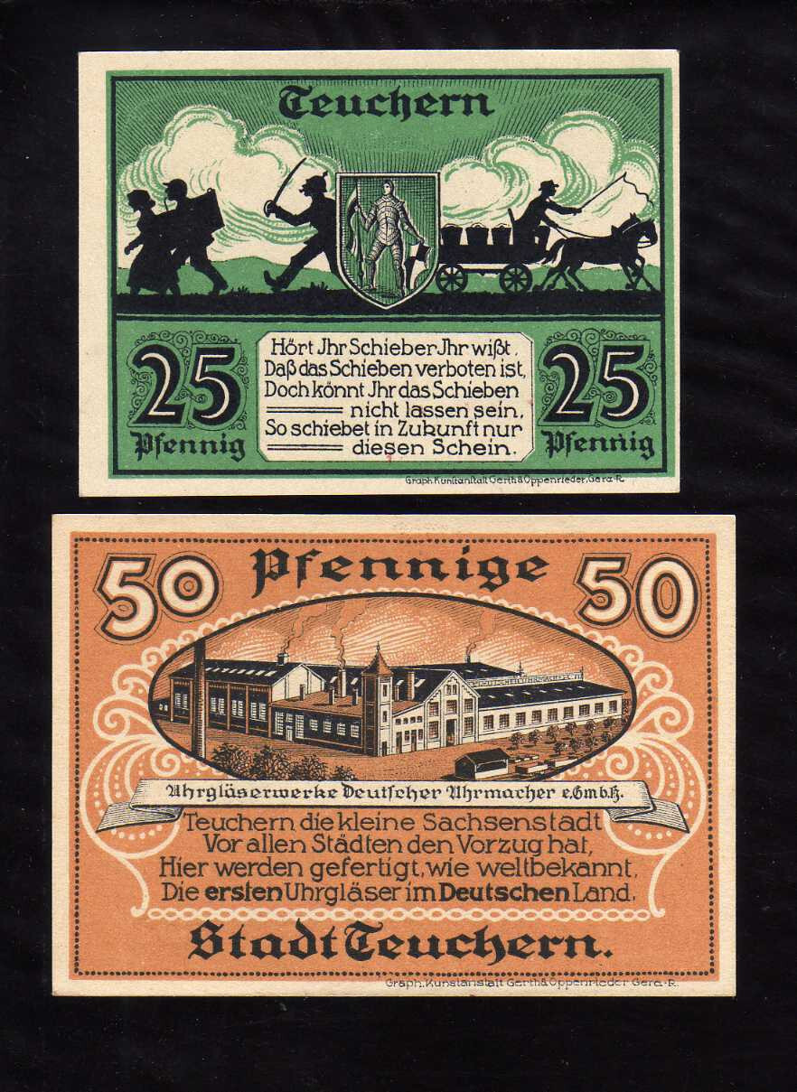 TEUCHERN - GERMANY NOTGELD - 25, 50 PFENNIG
