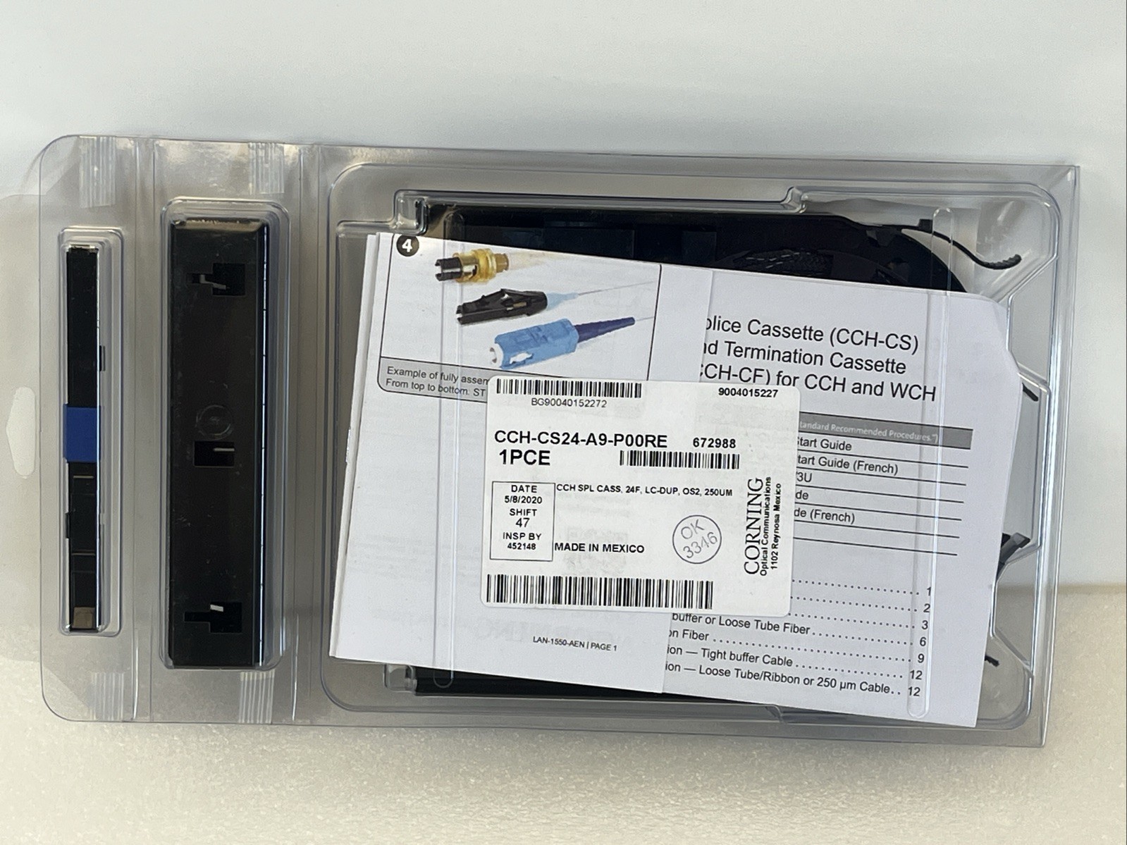 Corning CCH-CS24-A9-P00RE Pigtailed Splice Cassette *FACTORY SEALED* *US SELLER*
