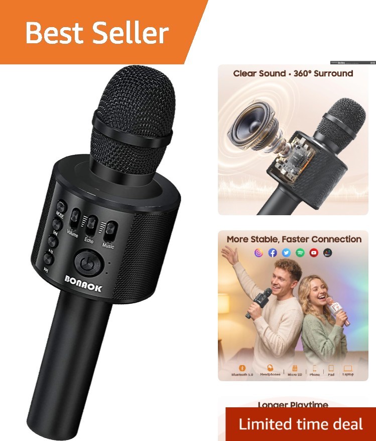 Wireless Karaoke Microphone with Multi-Device Connectivity – Perfect for Singing