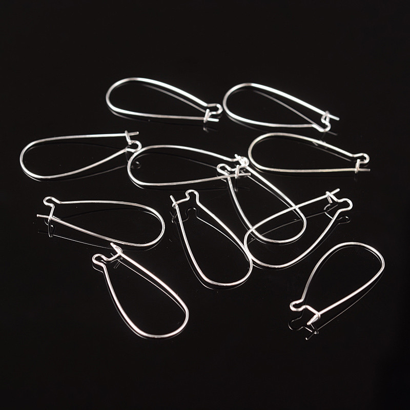 10 Kidney Earring Wires Silver Ear Wires Dangle Earwires Long Findings