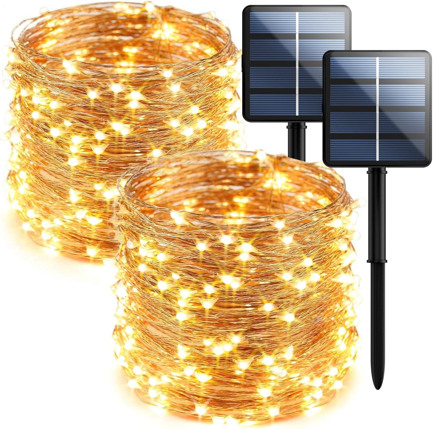2-Pack 200 LED Solar String Lights for Outside,Solar Fairy Lights for outside Wa