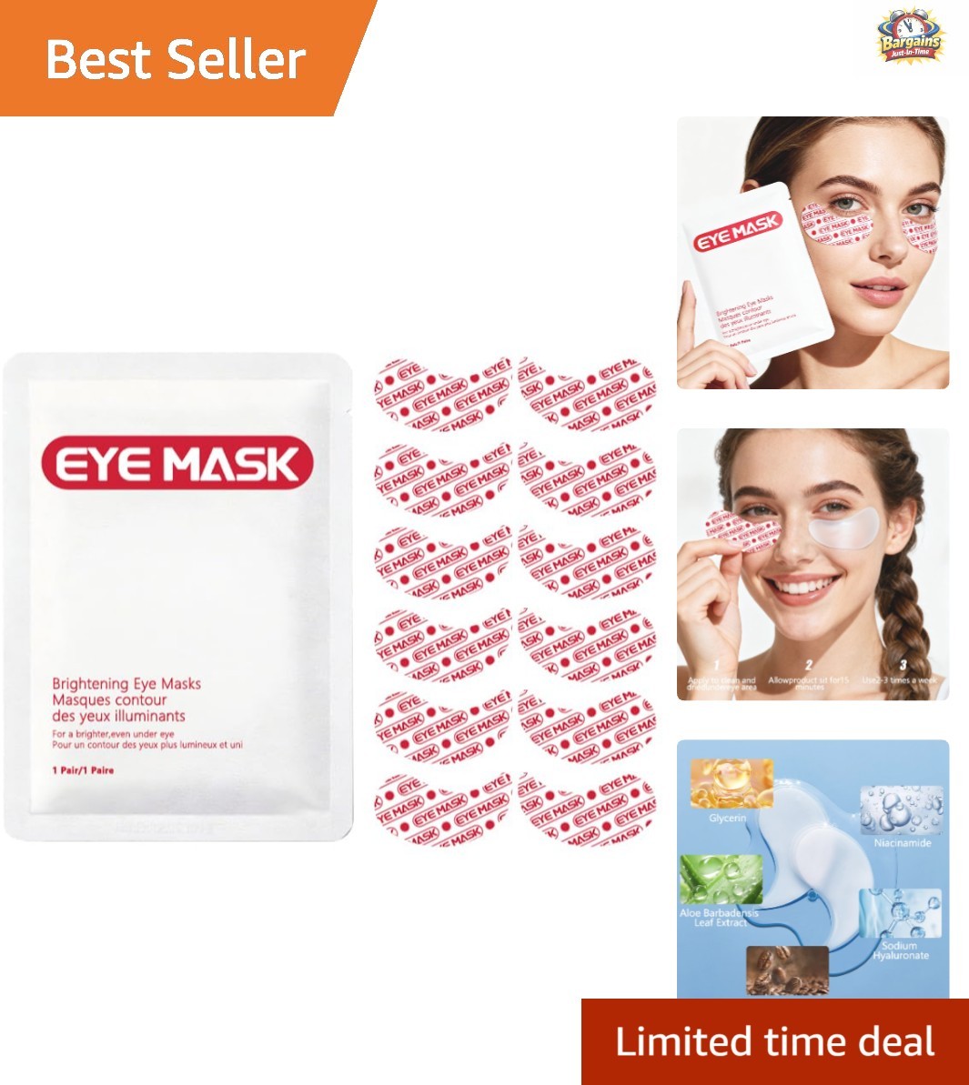 Under Eye Patches - Reduce Dark Circles & Puffiness, 6 Pairs for All Skin Types