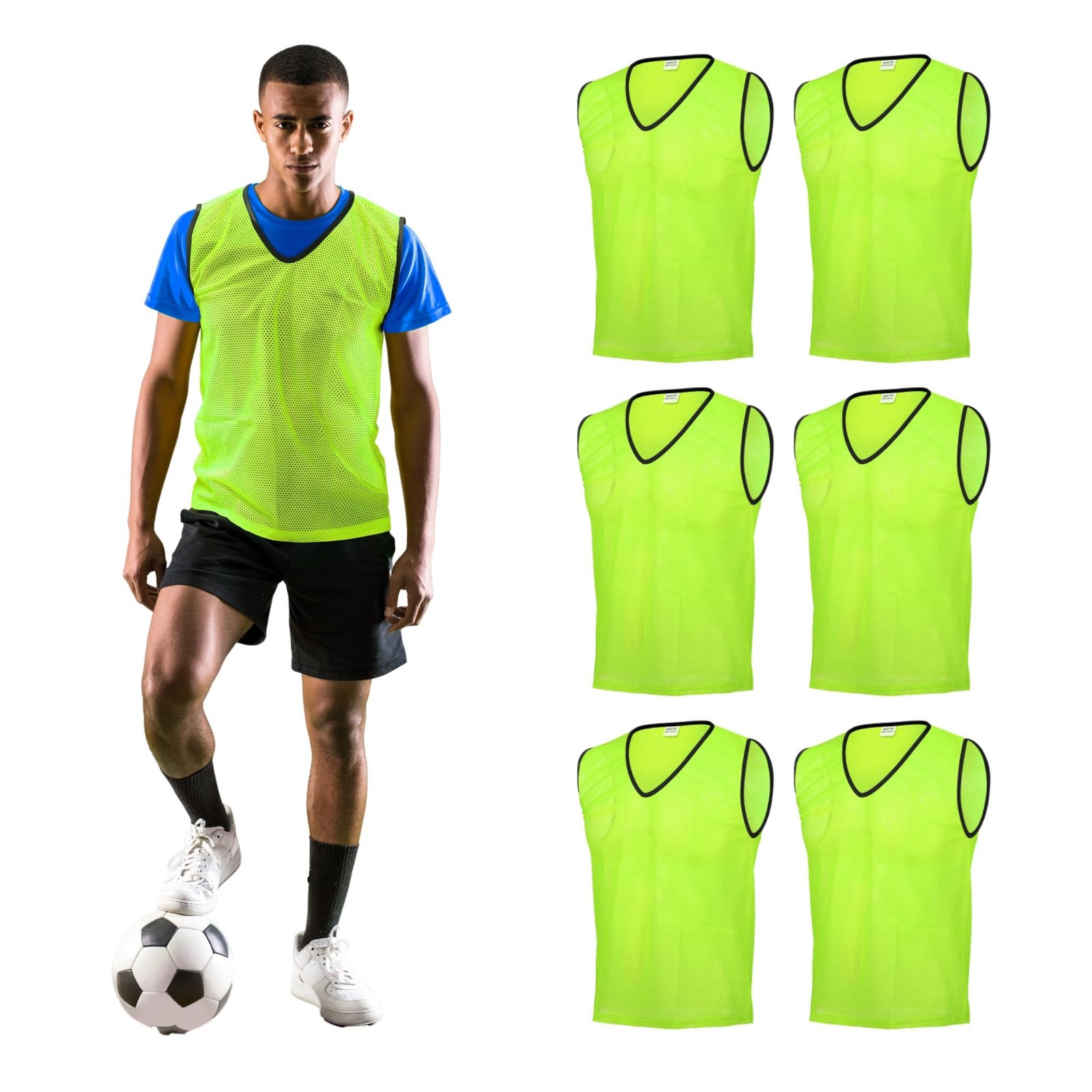 Sports Pinnies - Pack of 06 - Free Size for Youth/Adult - 5 Color Options - S...