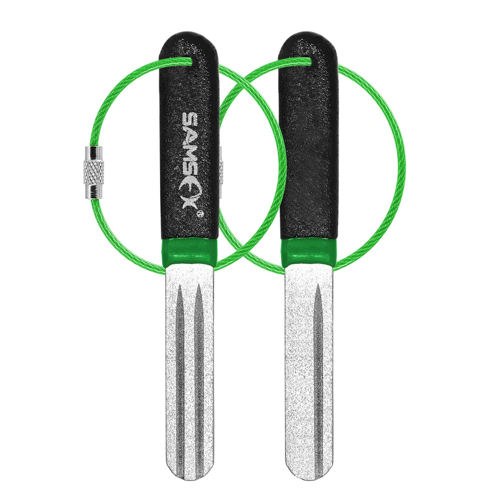 SAMSFX Fishing Hook Sharpener File 4 inches, Black & Green Handle