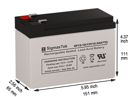 Electric Scooter 12 Volt 10 Amp Replacement Battery by SigmasTek