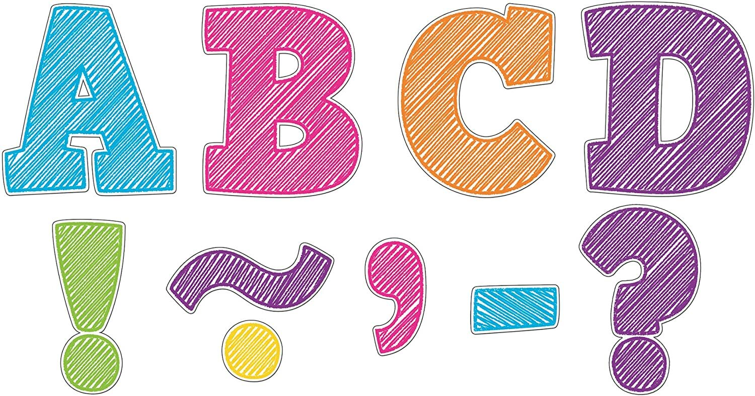 55 Piece Teacher Created Resources Scribble Bold Block 3" Magnetic Letters 77292