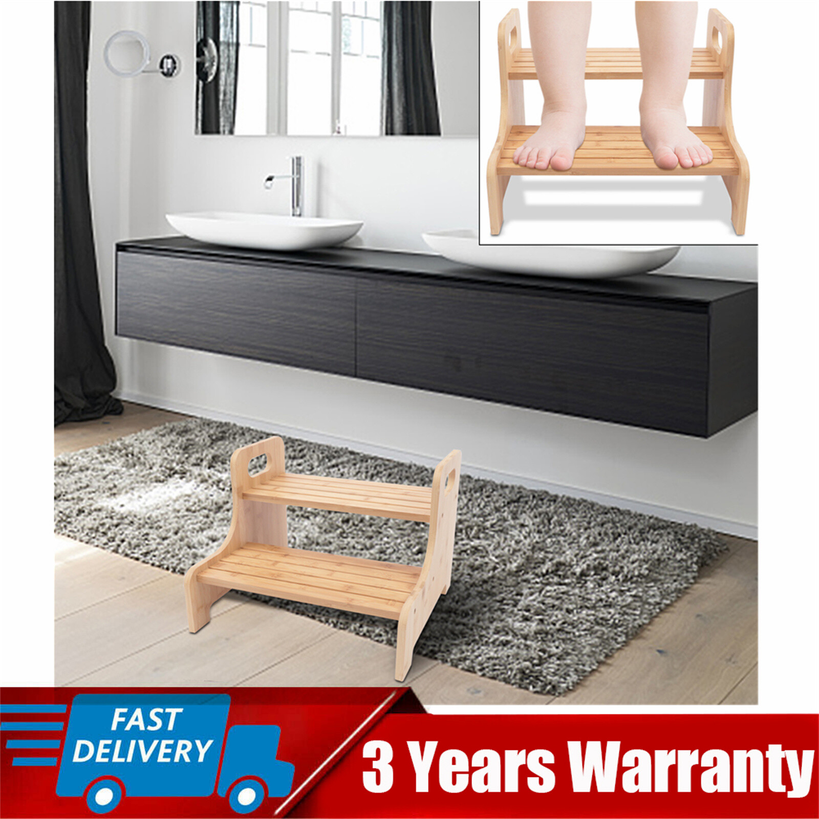 High Beds Bed Steps For Elderly/ Child Two Step Stool Stair Ladder Bath Benches