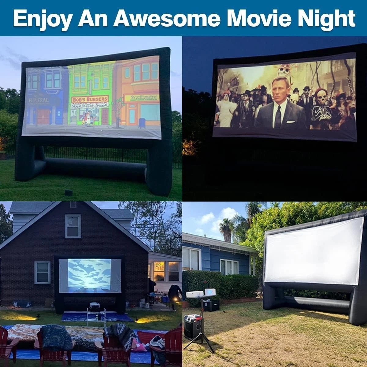 Large 16ft Inflatable Projection Screen with Quick Inflate Blower - Easy Setup