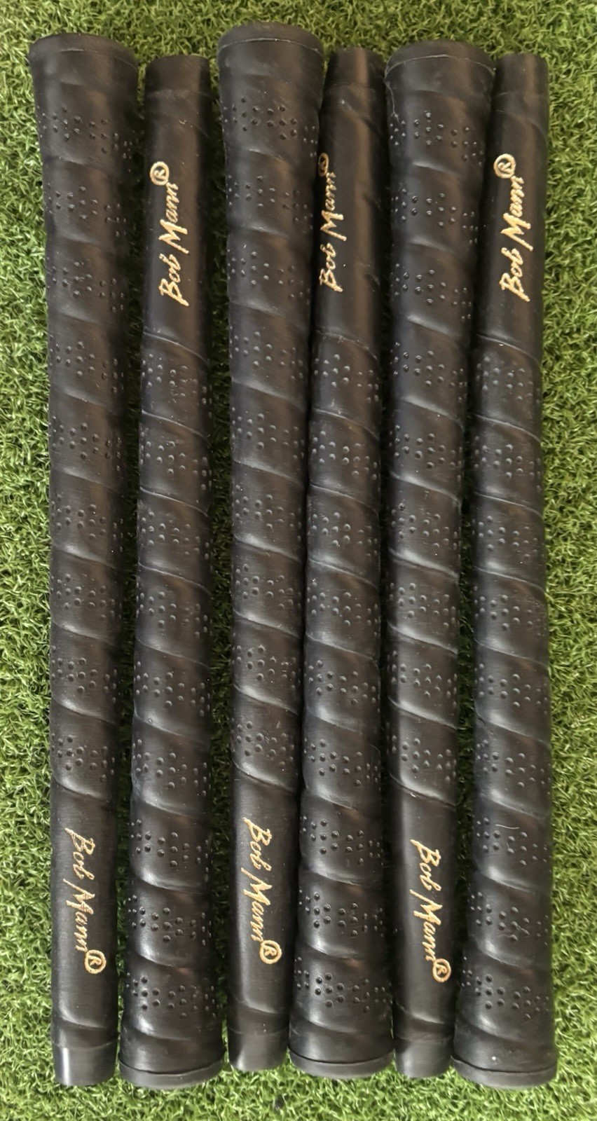 Set Of 6 KELMAC Bob Mann Tour Wrap Perforated Black Rubber Golf Club Grips NOS