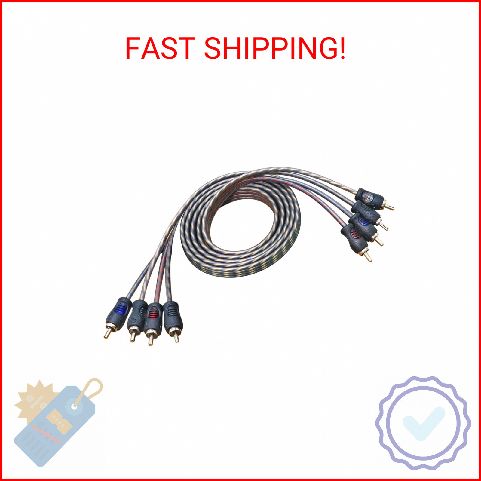 RECOIL RCI46 100% Oxygen Free Copper 4-Channel RCA Audio Cable, Twisted Pair wit