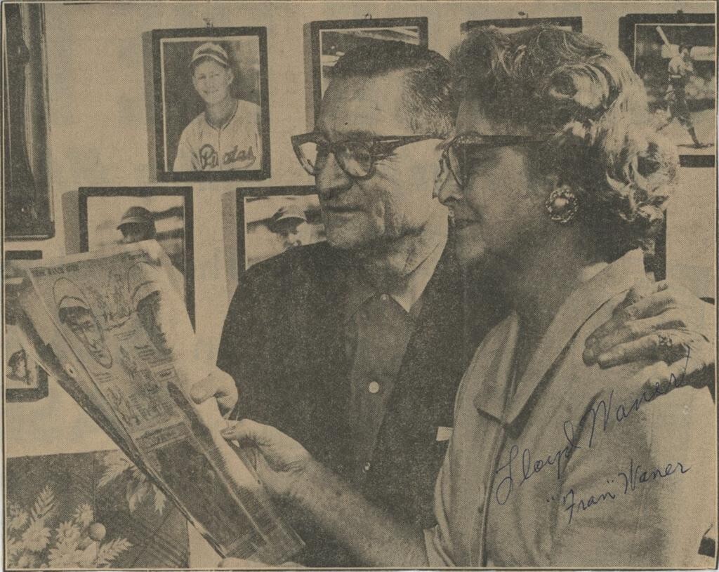 Lloyd Waner & Wife- Signed Newspaper Photograph