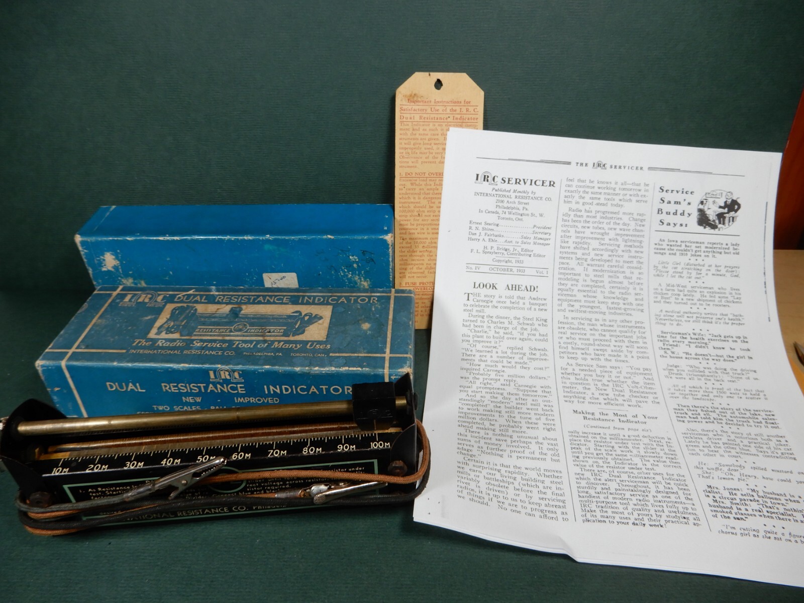 IRC Vintage 1930's Dual Resistance Indicator NOS