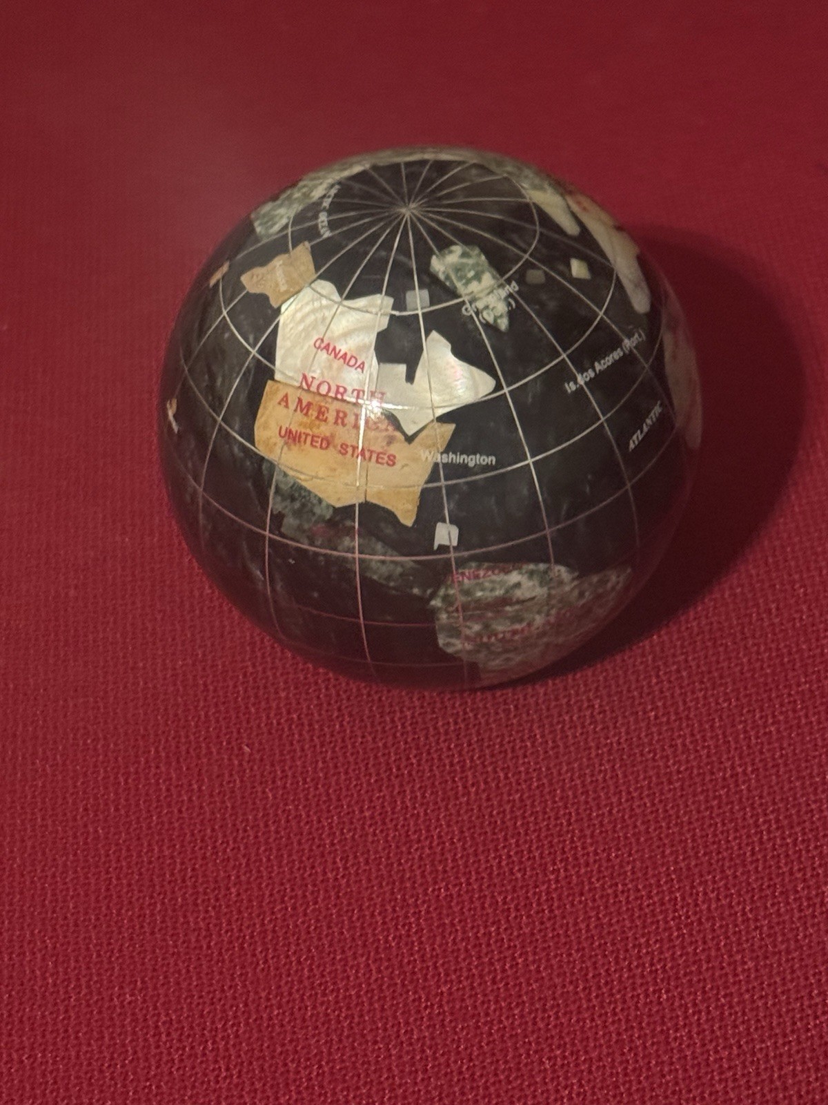 Gemstone Globe Paperweight Multicolor Decorative Small Polished Map Tabletop