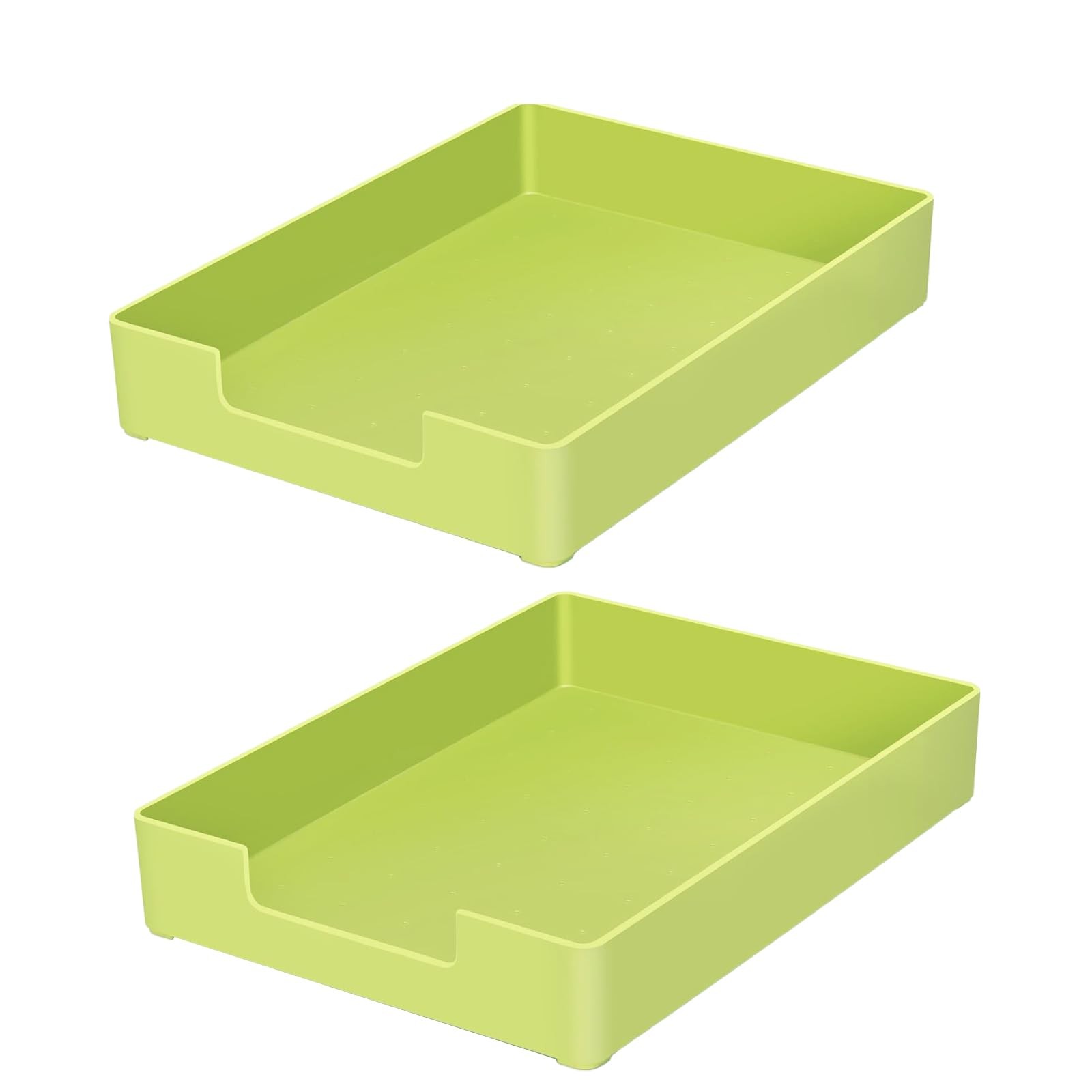 A4 Stackable Plastic Paper Trays, Desk Organizer, 2~Pack Green