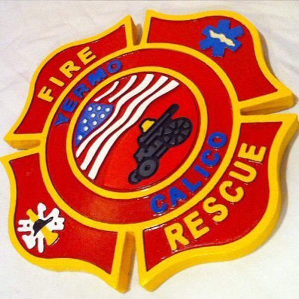 Fire Department Yermo Calico routed carved plaque wood patch sign Custom