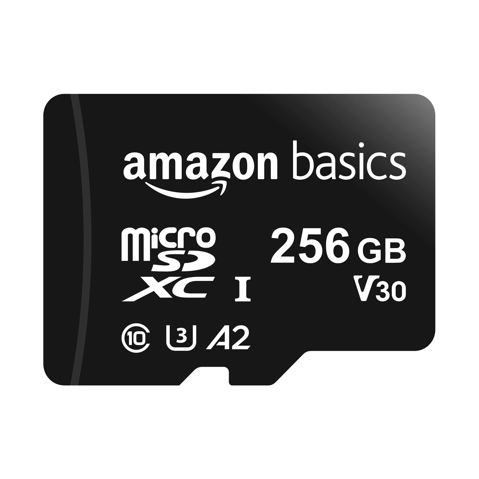 Amazon Basics microSDXC Memory Card with Full Size Adapter, A2, 256 GB, Black