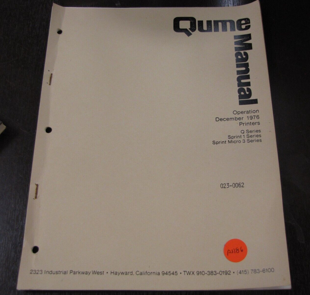 Vintage Qume Manual Maintenance / Training August 1978 Printers